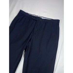 Incotex Dress Pants Mens 35x29 Navy Super 100s Wool Flat Front Slowear Trousers
